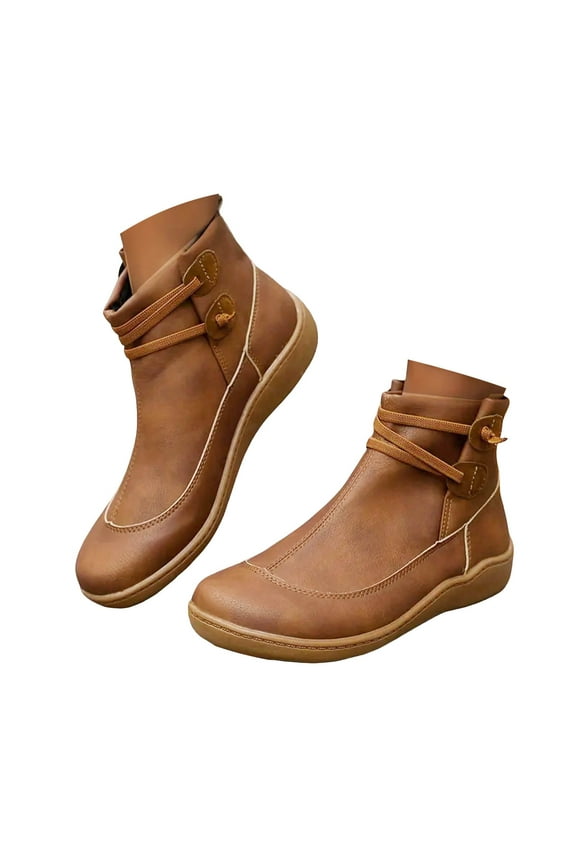 Womens Casual Ankle Boots Wide Width Walking Flat Booties Comfort Slip on Shoes Lightweight Pull on Sneakers