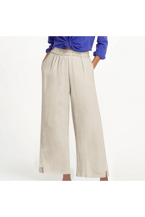 Womens Casual Ankle Pants, Fashion Comfort Fit with Solid Color, Cotton Casual Trousers for Daily Wear and Outdoor Activities