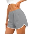thumbnail image 1 of Womens Casual Athletic Shorts Color Block Split Hem Loungewear Short Pants with Pockets for Running Workout Daily Wear Gray XL, 1 of 6