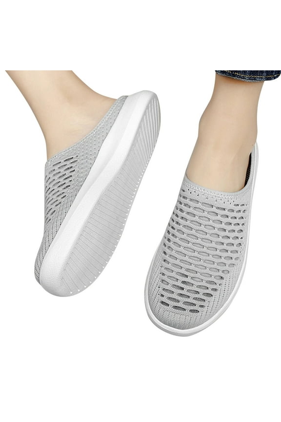 Womens Casual Backless Sneakers Lightweight Comfortbale Slip-On Walking Sneakers Trendy Womens Sneakers for Gym Tennis Workout