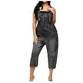 thumbnail image 1 of Womens Casual Baggy Denim Jean Overalls Loose Bib Dungarees Harem Romper Jumpsuit Cropped Pants with Pocket Casual Wide Leg Overall Playsuits, 1 of 3