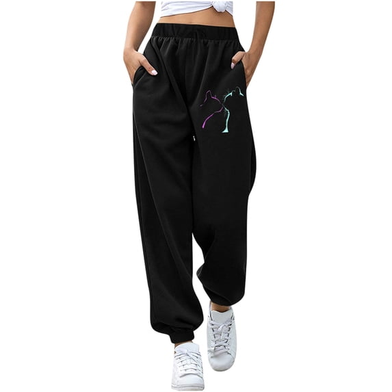 Womens Casual Baggy Fleece Sweatpants High Waisted Cinch Bottom Joggers Pants Athletic Lounge Trousers with Pockets