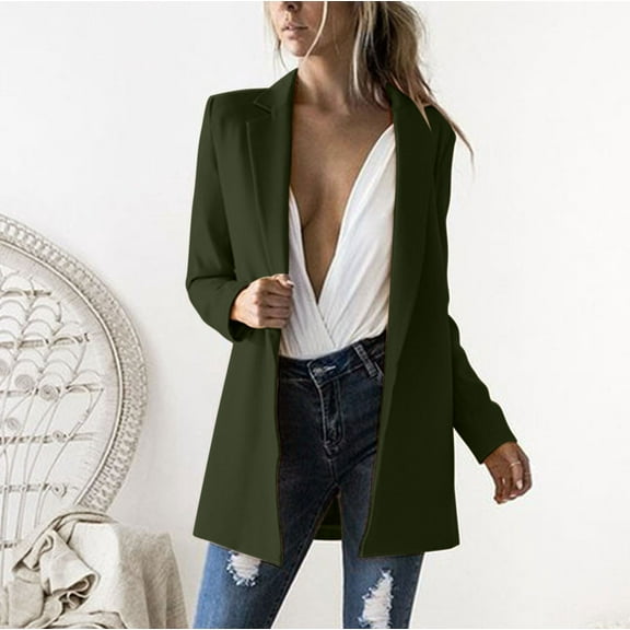 Womens Casual Blazer 2024 Long Sleeve Open Front Business Suit Jacket Lightweight Work Office Dressy Blazer Cardigan