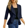 thumbnail image 1 of Womens Casual Blazer 3/4 Sleeve Open Front Ruffle Work Office Cardigan Suit Jacket, 1 of 5