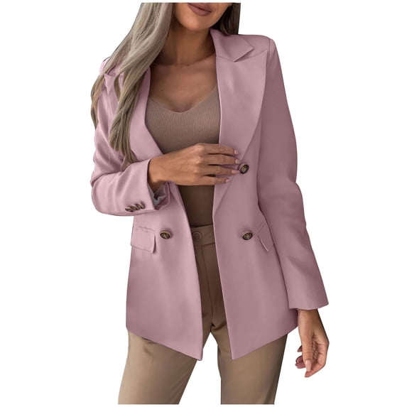 Womens Casual Blazer Jacket Gold Button Long Sleeve Work 16ffice Blazer Lapel Open Front Jacket Work Office Blazer Jackets Double Breasted Suit