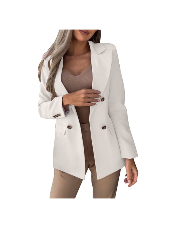 Womens Casual Blazer Jacket Gold Button Long Sleeve Work 22ffice Blazer Lapel Open Front Jacket Work Office Blazer Jackets Double Breasted Suit