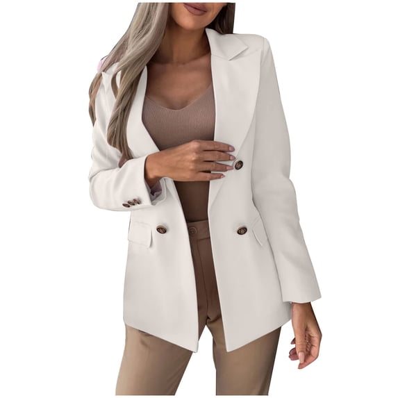 Womens Casual Blazer Jacket Gold Button Long Sleeve Work 23ffice Blazer Lapel Open Front Jacket Work Office Blazer Jackets Double Breasted Suit