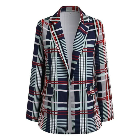 Womens Casual Blazer Jacket Printed Multicolor Long Sleeve Open Front Work Office Blazer Jacket