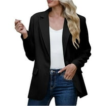 Womens Casual Blazer Jackets Long Sleeve Open Front Business Work Suit Jacket Solid Button Office Dressy Outerwear Coat