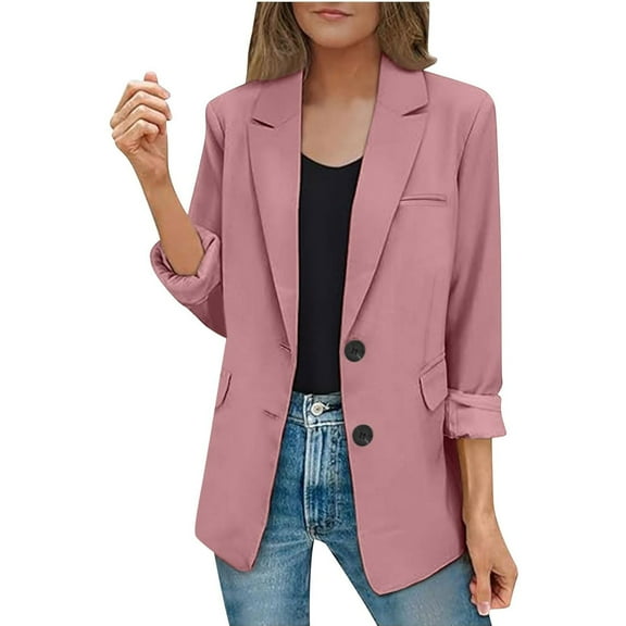 Womens Casual Blazer Jackets Long Sleeve Open Front Work Office Suit Jackets Business Dressy Lapel Button Coat with Pocket