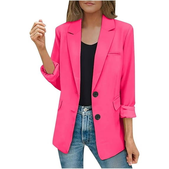 Womens Casual Blazer Jackets Long Sleeve Open Front Work Office Suit Jackets Business Dressy Lapel Button Coat with Pocket