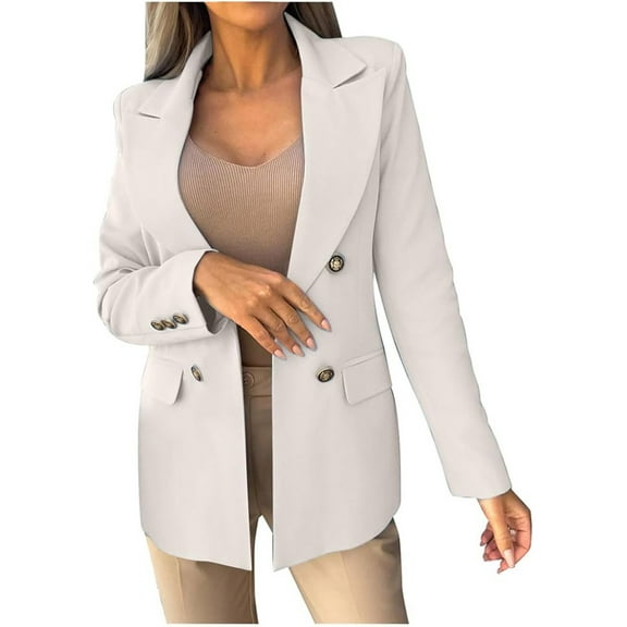 Womens Casual Blazer Jackets Long Sleeve Open Front Work Office Suit Jackets Business Dressy Lapel Button Coat with Pocket