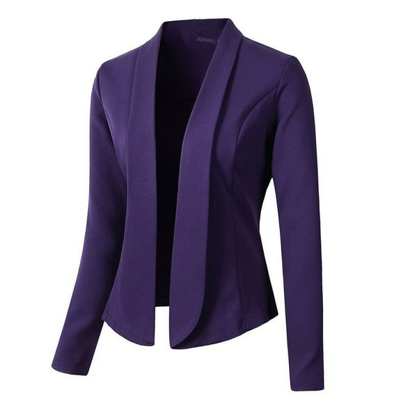 Womens Casual Blazer Long Sleeve Suits Jackets Shawl Collar Classic Workwear Front Blazers Purple M