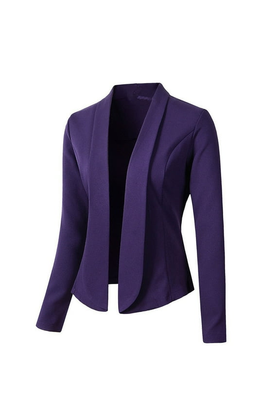 Womens Casual Blazer Long Sleeve Suits Jackets Shawl Collar Classic Workwear Front Blazers Purple M