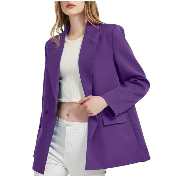 Womens Casual Blazer Loose Fit Open Front Suit Jackets Notched Lapel Long Sleeve Blazers Work Office Jackets
