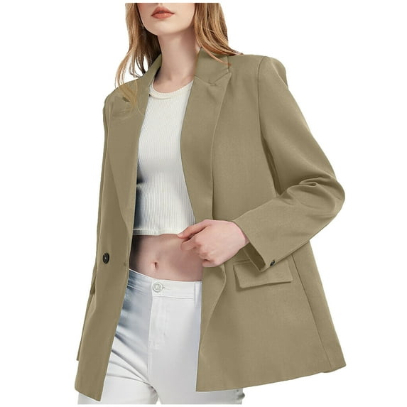Womens Casual Blazer Loose Fit Open Front Suit Jackets Notched Lapel Long Sleeve Blazers Work Office Jackets