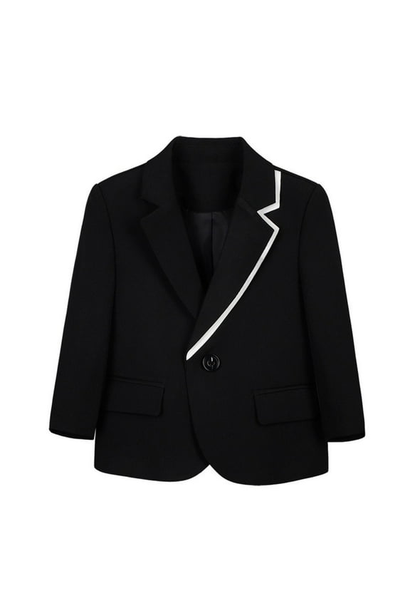 Womens Casual Blazer Suit One Button Jacket Blazers Notched Lapel Workwear Elegant 3/4 Ruched Sleeve Classic Formal Black 14-15Years