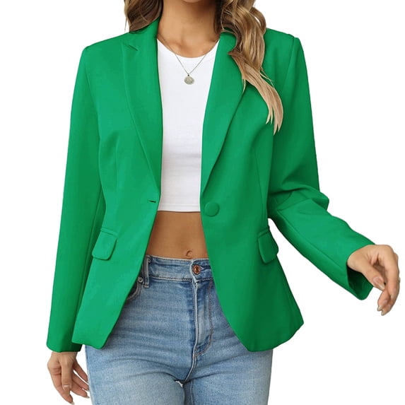 Womens Casual Blazers Long Sleeve Lapel Button Slim Work Office Blazer Jacket