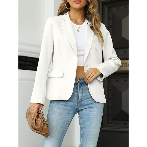 Womens Casual Blazers Long Sleeve Lapel Button Slim Work Office Blazer Jacket