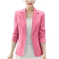 thumbnail image 1 of Womens Casual Blazers Open Front Button Down Business Office Work Solid Suit Jacket Notched Lapel 3/4 Sleeve Blazer, 1 of 3
