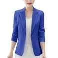 thumbnail image 1 of Womens Casual Blazers Open Front Button Down Business Office Work Solid Suit Jacket Notched Lapel 3/4 Sleeve Blazer, 1 of 3