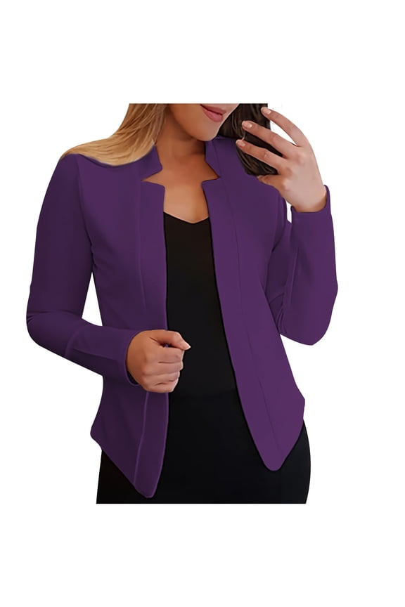 Womens Casual Blazers Open Front Long Sleeve Lapel Collar Work Office Jacket Formal Work Office Suit Jacket for Sprcial Occasion Short Suit Jackets Elegant Blazer Ladies Plain Cardigans Formal Suit