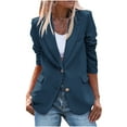 thumbnail image 1 of Womens Casual Blazers Pockets Long Sleeve Open Front Work Office Jackets Lapel Button Long Blazer Suit for Business, 1 of 9