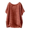 thumbnail image 1 of Womens Casual Blouse Loose Fit Crew Neck Short Sleeve Soft Versatile Top Brick Red L, 1 of 2