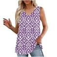 thumbnail image 1 of Womens Casual Blouse, Sleeveless Tops for Women Relaxed Fit Elegant Floral Print Tank Top Trendy Pleated Longline Hide Belly Fat Tunics Vest Tops Curved Hem Detail, S-2XL, 1 of 6