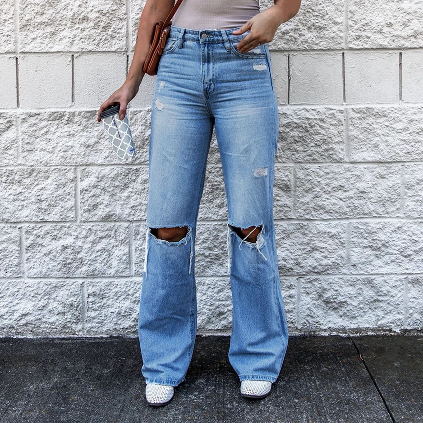 Women's Denim Pant Slim Fit High Waist Straight Trousers Elegant Jeans Shorts Summer