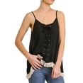 thumbnail image 1 of Womens Casual Bohemian Sleeveless Lace-Up Tank Top with Tassel Hem, 1 of 2
