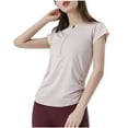 thumbnail image 1 of Womens Casual Cap Sleeve Summer Half Zipper Tops T Shirts Fashion Outfits Solid Side Pleat With Drawstring Trendy Clothes 2025 Basic Summer Blouses, 1 of 6