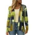thumbnail image 1 of Womens Casual Cardigans Plaid Printed Color Block Trendy Lightweight Open Front Outwear Long Sleeve Blouses (2XL, Mint Green), 1 of 6