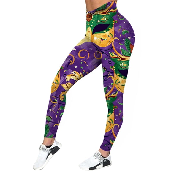 Womens Casual Carnival Colorful Feather Printing Tight Lifting Leggings Pants
