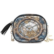 Womens Casual Chain Shoulder Bag Simple style Antique Clock Printing Crossbody Bag