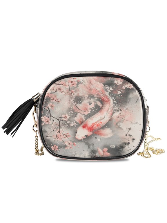 Womens Casual Chain Shoulder Bag Simple style Goldfish Painting Crossbody Bag
