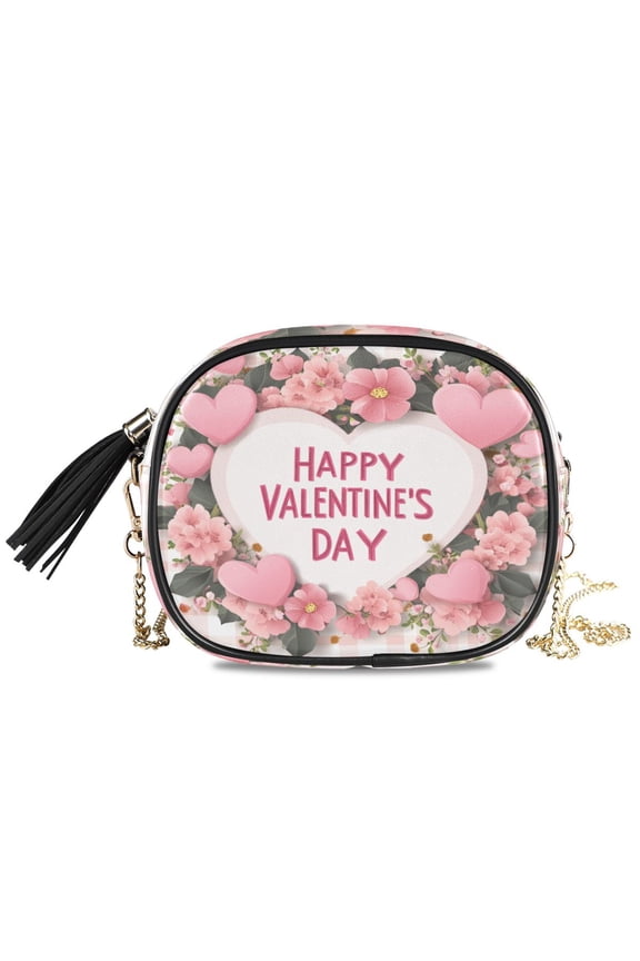 Womens Casual Chain Shoulder Bag Simple style Happy Valentine's Day Crossbody Bag