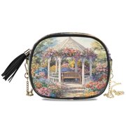 Womens Casual Chain Shoulder Bag Simple style Victorian Gazebo Painting Crossbody Bag
