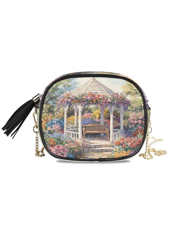 Womens Casual Chain Shoulder Bag Simple style Victorian Gazebo Painting Crossbody Bag