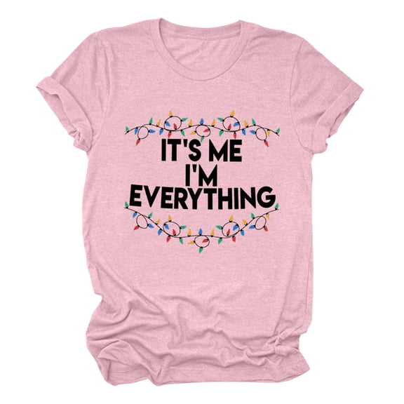 Womens Casual Christmas Print Shirt Tunic Top with Belted Waist Short Sleeve Tee