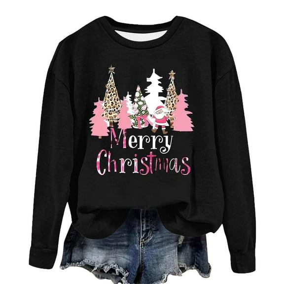 Womens Casual Christmas Tee Shirts Cropped Sweatshirt Hoodie Cardigan Hoodie Sweaters Long Sleeve Sweater Oversized Sweatshirt Dress Long Sleeve Tops