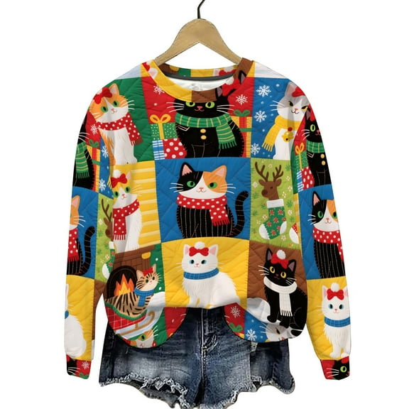 Womens Casual Christmas Tee Shirts Fall Themed Sweatshirts Long Sweaters White Fall Tops Long Sleeve Tops Plus Size