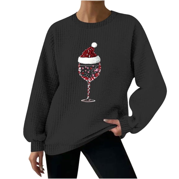 Womens Casual Christmas Tee Shirts Fall Themed Sweatshirts Pullover Sweaters Graphic Workout Crewneck Sweatshirt Long Sleeve Dressy Casual