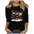 thumbnail image 1 of Womens Casual Christmas Tee Shirts Oversized Sweatshirt&nbsp;Cotton Pullover Sweaters Dressy Casual Zip Up Sweatshirt Plus Size 3/4 Sleeve Shirts, 1 of 4