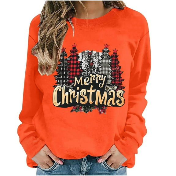 Womens Casual Christmas Tee Shirts Oversized Sweatshirt Cropped Long Pullover Sweaters Zip Up Sweatshirt Hoodless Long Sleeve Crop Top Sexy