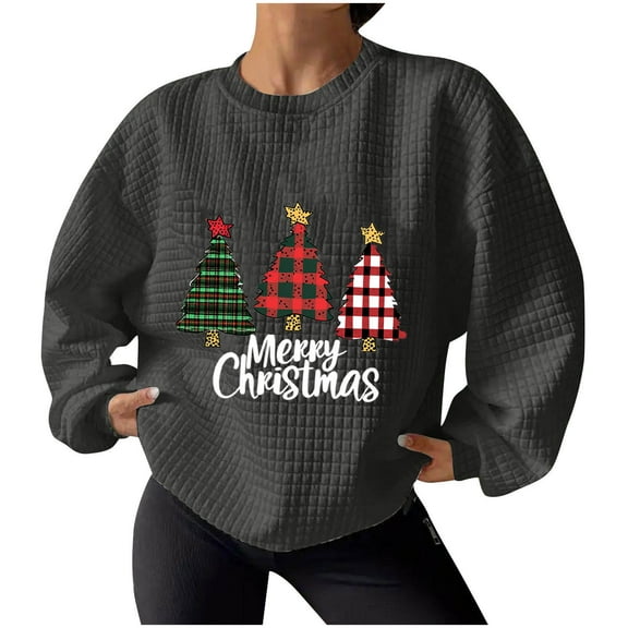 Womens Casual Christmas Tee Shirts Sweatshirt Crew Neck Fall Sweaters 2025 Zip Up Sweatshirt No Hood Long Sleeve Shirts Casual