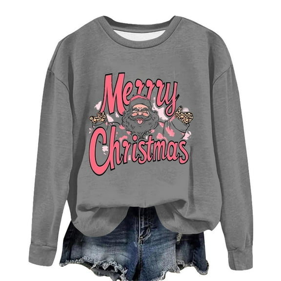 Womens Casual Christmas Tee Shirts Sweatshirts No Hood Fall Sweaters 2025 Oversized Sweatshirt Cardigan Long Sleeve Blouses Black