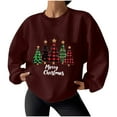 thumbnail image 1 of Womens Casual Christmas Tee Shirts Trendy Oversized Sweatshirts Long Pullover Sweaters Crewneck Sweatshirt Cropped Long Sleeve Trendy, 1 of 4