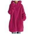 thumbnail image 1 of Womens Casual Coats Jackets Open Front Sweatshirt Fashion Loose Solid Color Streetwear Pocket Zipper Drawstring Long Sleeved Hoodie Sweater Coat Hot Pink Comfortable Tops S, 1 of 7
