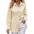 thumbnail image 1 of Womens Casual Collared Blouse Loose Fit Long Sleeve Button Down Seersucker Shirt Tops Light Yellow XL, 1 of 9